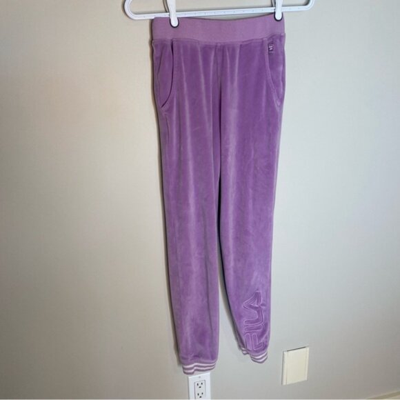 FILA Junior Purple Velour Track Pants Athleisure Loungewear - Picture 3 of 11